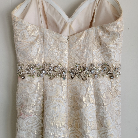 Jovani Beaded Bodycon Floral Print Layered Hem Maxi Gown - Picture 5 of 9